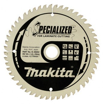 Pjovimo diskas laminatui Makita b-33831, 165x1,45x20,0 mm, Z52, 5° Pjovimo diskas laminatui Makita b-33831, 165x1,45x20,0 mm, Z52, 5°