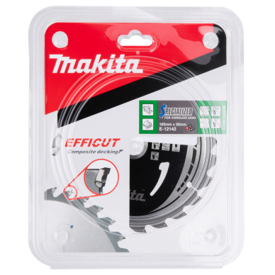 Pjovimo diskas klijuotoms plokštėms Makita E-12142, 165X1.5X20mm, 15°, T24 1 Pjovimo diskas klijuotoms plokštėms Makita E-12142, 165X1.5X20mm, 15°, T24 1