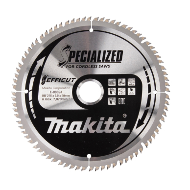 Pjovimo diskas Makita E-08894, 216X30X2,0mm, 10°, T80 Pjovimo diskas Makita E-08894, 216X30X2,0mm, 10°, T80