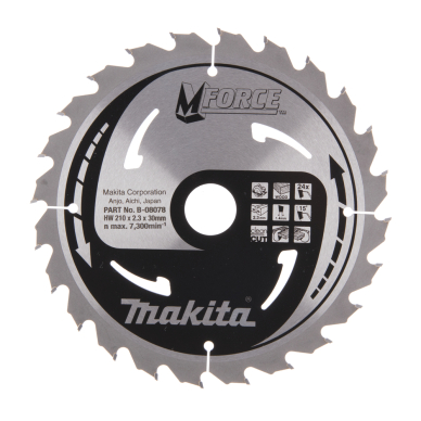 T.C.T. pjūklas M-FORCE 210X2.3X30mm 15° T24 Makita B-08078 1 T.C.T. pjūklas M-FORCE 210X2.3X30mm 15° T24 Makita B-08078 1