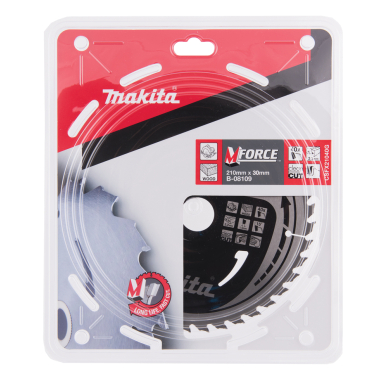 T.C.T. pjūklas Makita B-08109, M-FORCE 210X2.3X30mm, 15°, T40 2 T.C.T. pjūklas Makita B-08109, M-FORCE 210X2.3X30mm, 15°, T40 2
