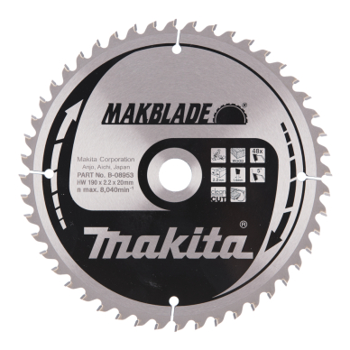Pjovimo diskas Makita B-08953 MAKBLADE 190X2.2X20mm 5° T48 1 Pjovimo diskas Makita B-08953 MAKBLADE 190X2.2X20mm 5° T48 1