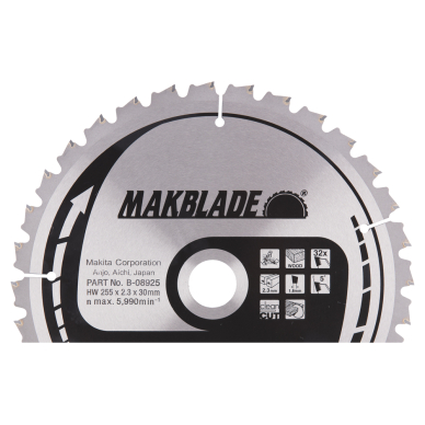 Pjovimo diskas Makita B-08925 MAKBLADE 255X2.3X30mm 5° T32 Pjovimo diskas Makita B-08925 MAKBLADE 255X2.3X30mm 5° T32