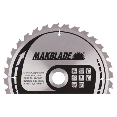 Pjovimo diskas Makita B-08931 MAKBLADE 260X2.3X30mm 5° T32 Pjovimo diskas Makita B-08931 MAKBLADE 260X2.3X30mm 5° T32