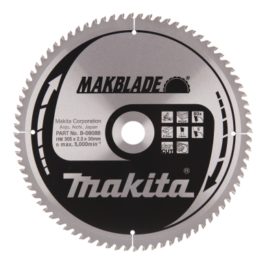 Pjovimo diskas Makita B-09086 MAKBLADE 305X2.3X30mm 5° T80 1 Pjovimo diskas Makita B-09086 MAKBLADE 305X2.3X30mm 5° T80 1