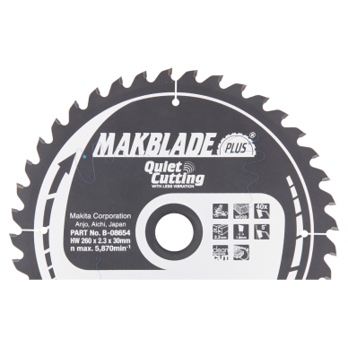 Pjovimo diskas Makita B-08654 MAKBLADE PLUS 260X2.3X30mm 5° T40 Pjovimo diskas Makita B-08654 MAKBLADE PLUS 260X2.3X30mm 5° T40
