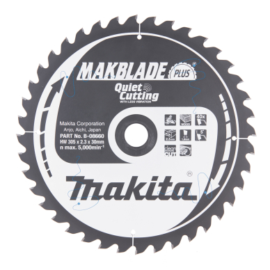Pjovimo diskas Makita B-08660 MAKBLADE PLUS 305X2.3X30mm 5° T40 1 Pjovimo diskas Makita B-08660 MAKBLADE PLUS 305X2.3X30mm 5° T40 1