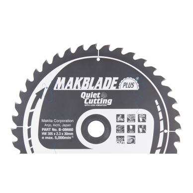 Pjovimo diskas Makita B-08660 MAKBLADE PLUS 305X2.3X30mm 5° T40 Pjovimo diskas Makita B-08660 MAKBLADE PLUS 305X2.3X30mm 5° T40