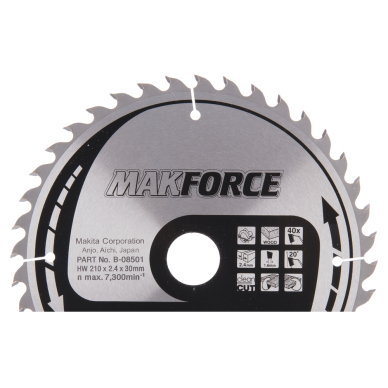 Pjovimo diskas Makita B-08501 MAKFORCE 210X2.4X30mm 20° T40 Pjovimo diskas Makita B-08501 MAKFORCE 210X2.4X30mm 20° T40