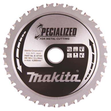 T.C.T. pjūklas SPECIALIZED 150X1.5X20mm 0° T32 Makita B-47151 1 T.C.T. pjūklas SPECIALIZED 150X1.5X20mm 0° T32 Makita B-47151 1