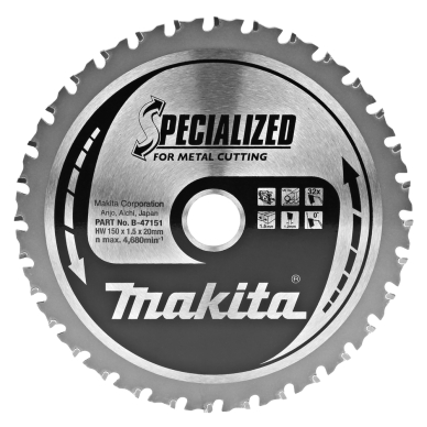 T.C.T. pjūklas SPECIALIZED 150X1.5X20mm 0° T32 Makita B-47151 T.C.T. pjūklas SPECIALIZED 150X1.5X20mm 0° T32 Makita B-47151