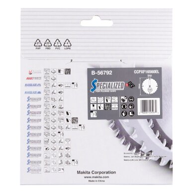 T.C.T. pjūklas Makita B-56792 SPECIALIZED 165X2X20mm 5° T60 3