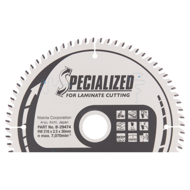 Pjovimo diskas Makita B-29474 SPECIALIZED, 216X2.5X30mm, 5°, T72