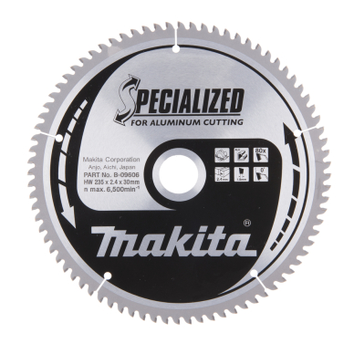 Pjovimo diskas Makita B-09606 SPECIALIZED, 235X2.4X30mm, 0°, T80 1 Pjovimo diskas Makita B-09606 SPECIALIZED, 235X2.4X30mm, 0°, T80 1