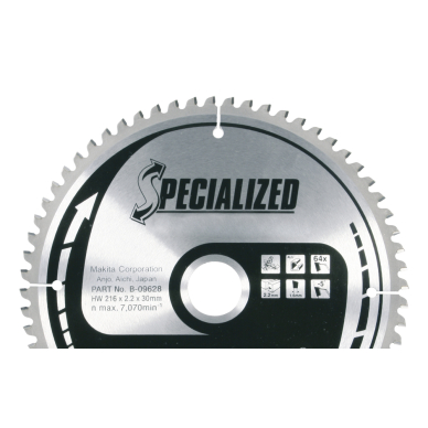Pjovimo diskas Makita B-17681 SPECIALIZED, 270X2.4X30mm, 0°, T60 Pjovimo diskas Makita B-17681 SPECIALIZED, 270X2.4X30mm, 0°, T60