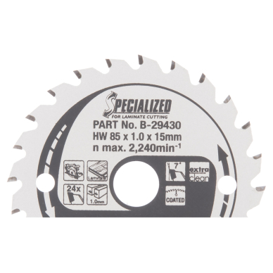 Pjovimo diskas Makita B-29430 SPECIALIZED, 85X1X15mm, 7°, T24 1 Pjovimo diskas Makita B-29430 SPECIALIZED, 85X1X15mm, 7°, T24 1