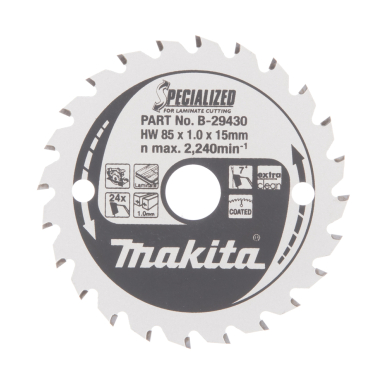Pjovimo diskas Makita B-29430 SPECIALIZED, 85X1X15mm, 7°, T24 Pjovimo diskas Makita B-29430 SPECIALIZED, 85X1X15mm, 7°, T24