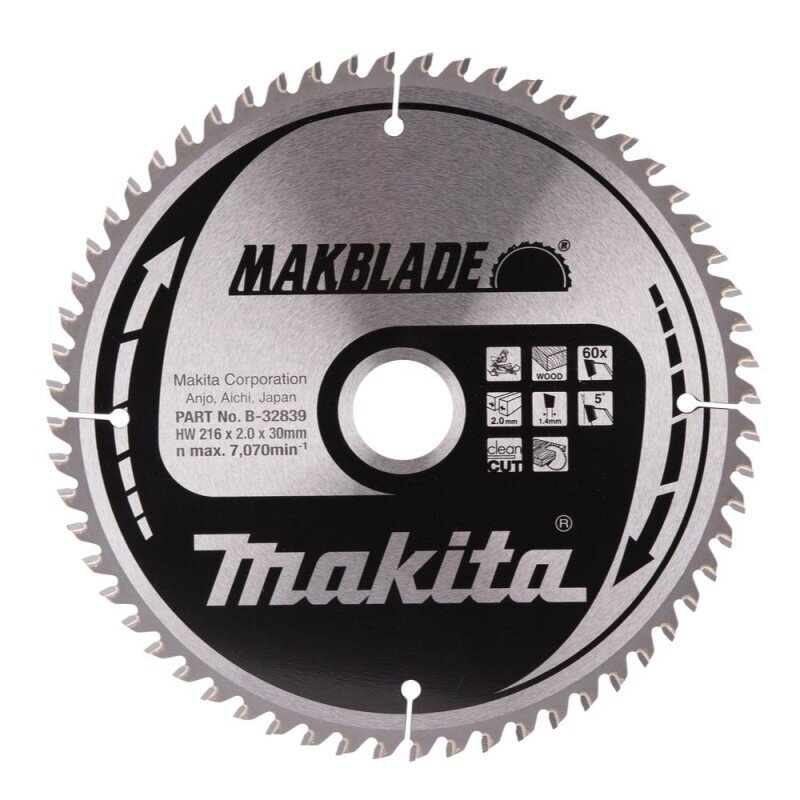 Pjovimo diskas MAKITA B-32839, 16X2X30mm, 5°, T60 Pjovimo diskas MAKITA B-32839, 16X2X30mm, 5°, T60