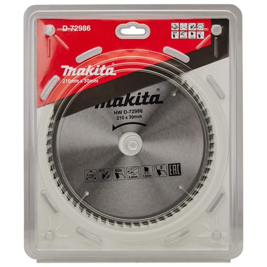 Pjovimo diskas Makita D-72986, 210X2.4X30mm, 5°, T60 3 Pjovimo diskas Makita D-72986, 210X2.4X30mm, 5°, T60 3