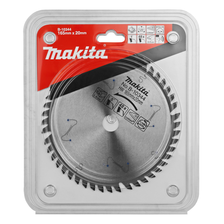 Pjovimo diskas Makita B-10344 SPECIALIZED, 165X2.4X20mm, 5°, T48 1 Pjovimo diskas Makita B-10344 SPECIALIZED, 165X2.4X20mm, 5°, T48 1