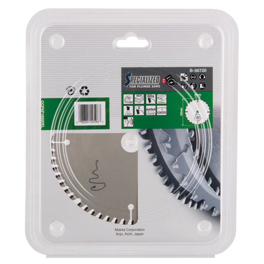 T.C.T. pjūklas SPECIALIZED 165X2X20mm 5° T60 Makita B-56720 2 T.C.T. pjūklas SPECIALIZED 165X2X20mm 5° T60 Makita B-56720 2