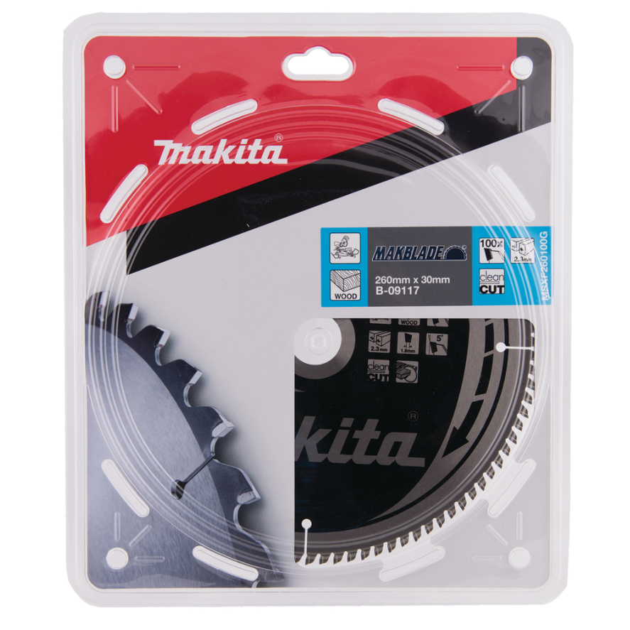 Pjovimo diskas Makita B-09117 MAKBLADE, 260X2.3X30mm, 5°, T100 2 Pjovimo diskas Makita B-09117 MAKBLADE, 260X2.3X30mm, 5°, T100 2