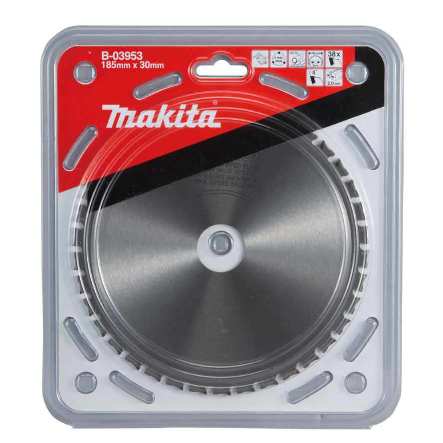 Pjovimo diskas Makita B-03953, 185X2X30mm, 0°, T38 1 Pjovimo diskas Makita B-03953, 185X2X30mm, 0°, T38 1