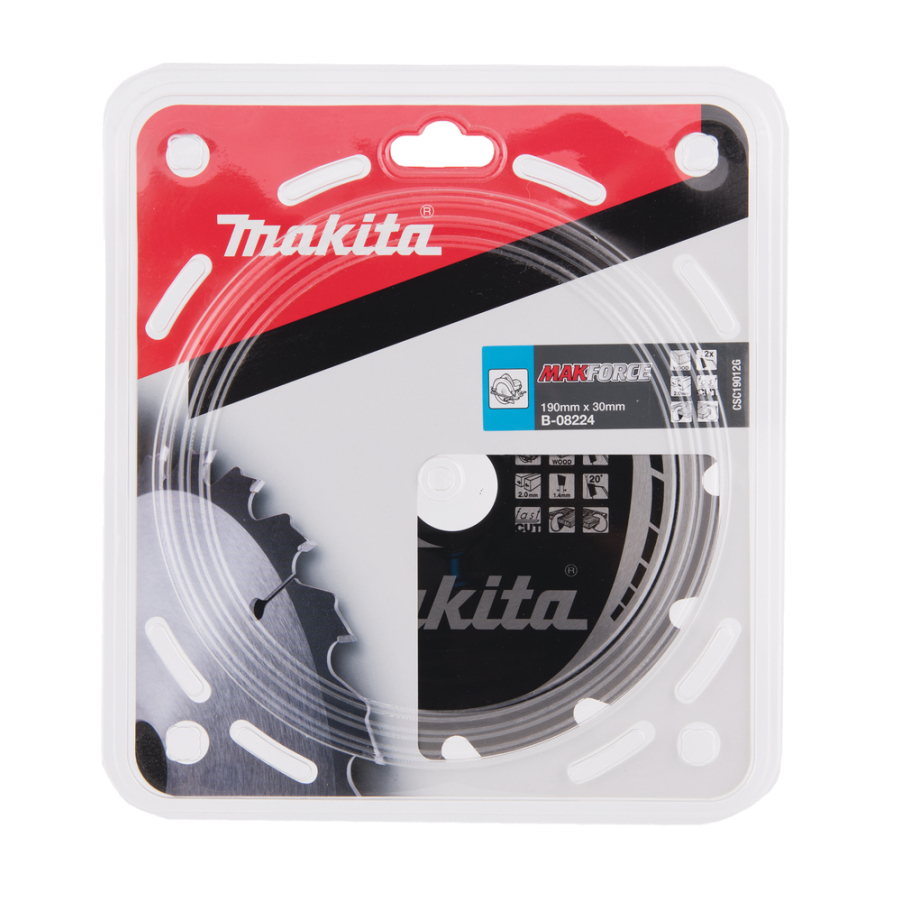 T.C.T. pjovimo diskas Makita B-08224, MAKFORCE 190X2X30mm, 20°, T12 2 T.C.T. pjovimo diskas Makita B-08224, MAKFORCE 190X2X30mm, 20°, T12 2