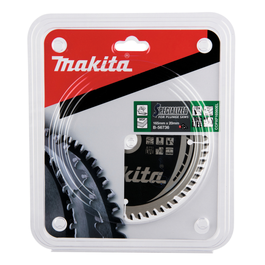 T.C.T. pjūklas SPECIALIZED 165X2X20mm 5° T60 Makita B-56736 3 T.C.T. pjūklas SPECIALIZED 165X2X20mm 5° T60 Makita B-56736 3