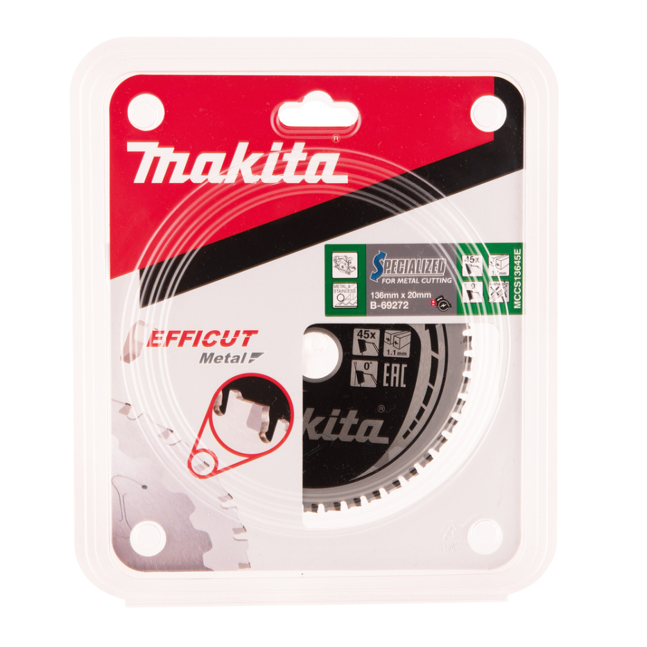Pjovimo diskas Makita B-69272 EFFICUT METAL, 136X1.1X20mm, 0°, T45 1