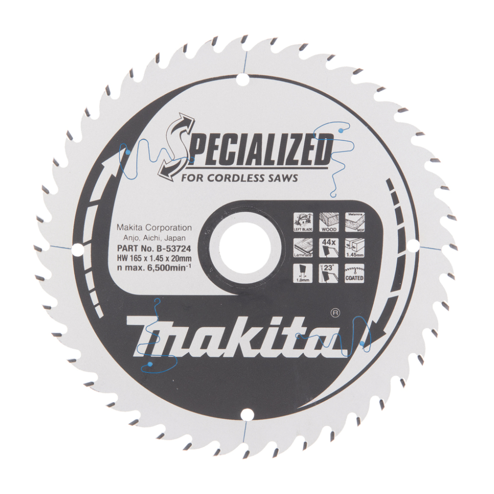 Pjovimo diskas Makita B-53724, 165X1.45X20mm, 23°, T44 1 Pjovimo diskas Makita B-53724, 165X1.45X20mm, 23°, T44 1
