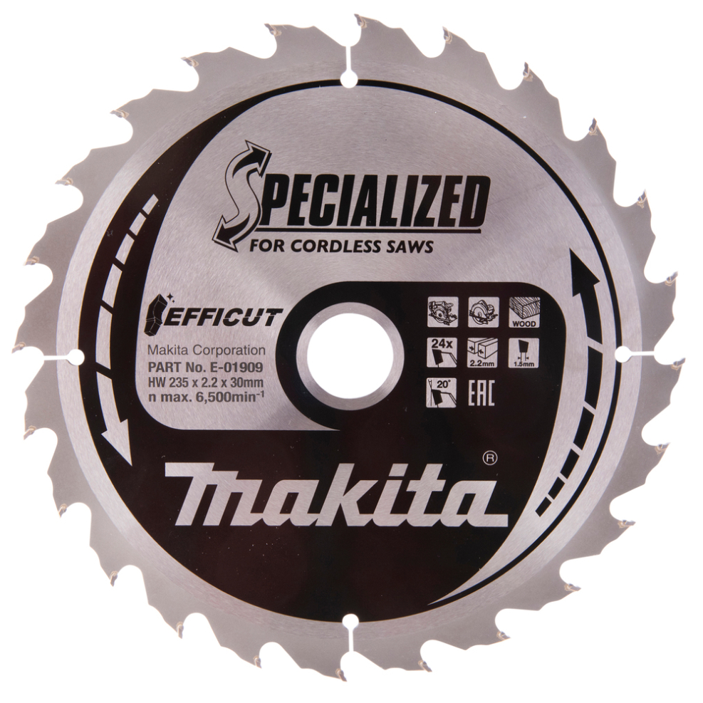 Pjovimo diskas Makita E-01909, EFFICUT 235X2.2X30mm, 20°, T24 Pjovimo diskas Makita E-01909, EFFICUT 235X2.2X30mm, 20°, T24