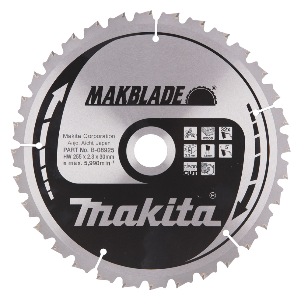 Pjovimo diskas Makita B-08925 MAKBLADE 255X2.3X30mm 5° T32 1 Pjovimo diskas Makita B-08925 MAKBLADE 255X2.3X30mm 5° T32 1