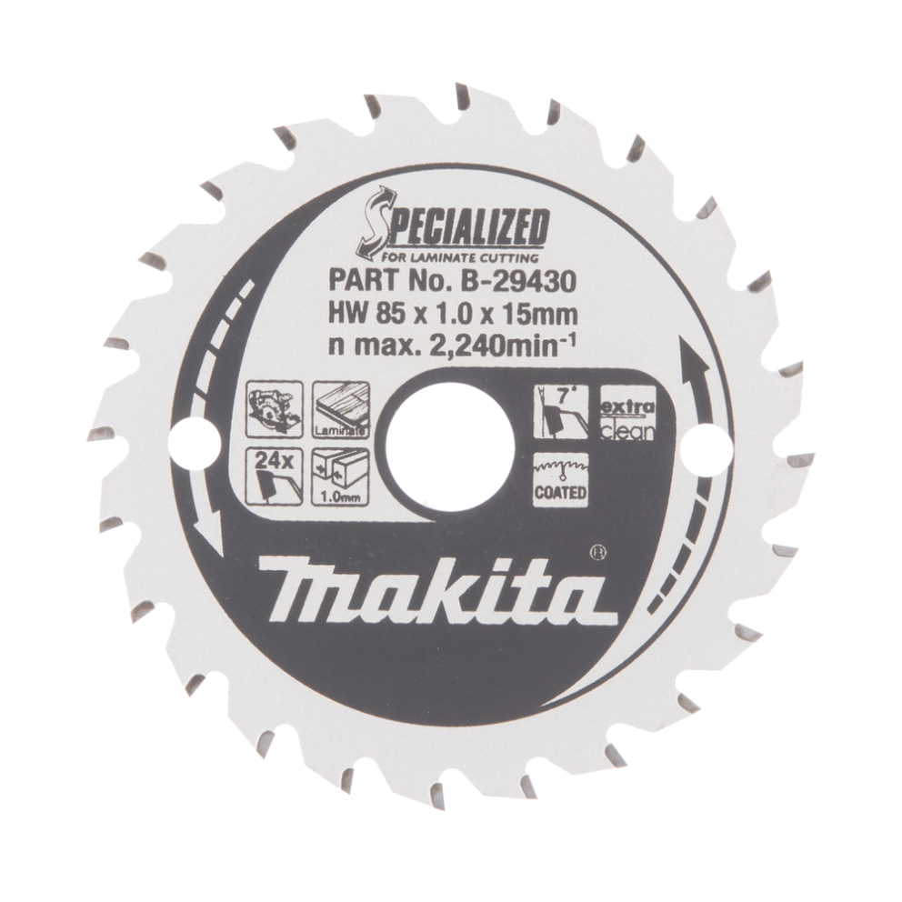 Pjovimo diskas Makita B-29430 SPECIALIZED, 85X1X15mm, 7°, T24 Pjovimo diskas Makita B-29430 SPECIALIZED, 85X1X15mm, 7°, T24