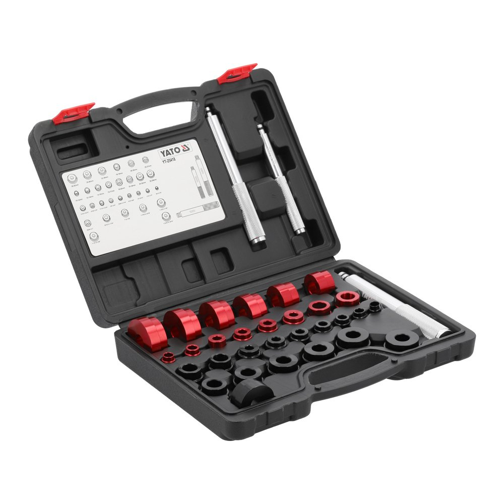 Tepalinių guolių ir paprastų guolių presavimo rinkinys | 33 vnt (YT-25418) Tepalinių guolių ir paprastų guolių presavimo rinkinys | 33 vnt (YT-25418)