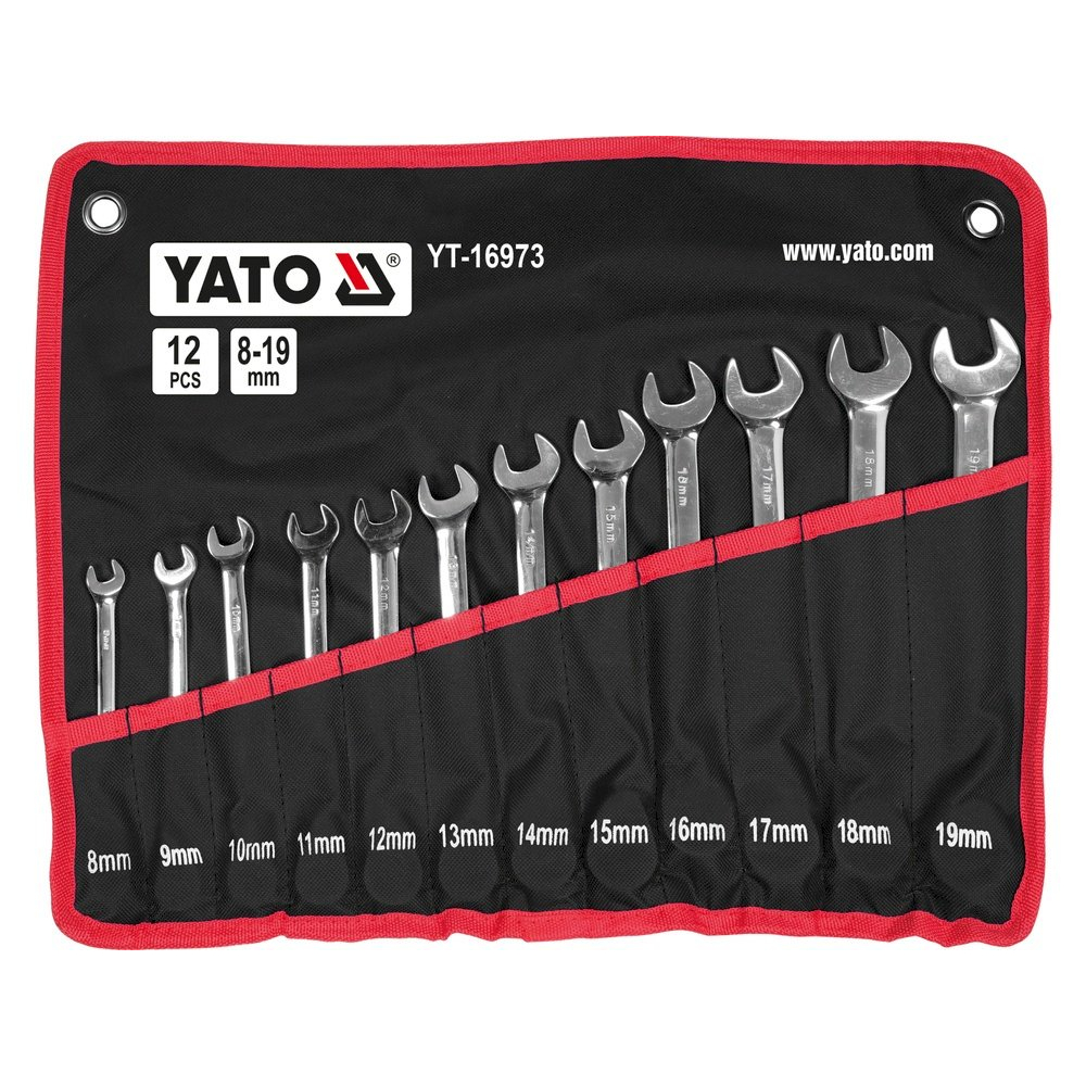 Terkšlinių raktų rinkinys | šarnyriniai | 8 - 19 mm | 12 vnt. (YT-16973) Terkšlinių raktų rinkinys | šarnyriniai | 8 - 19 mm | 12 vnt. (YT-16973)