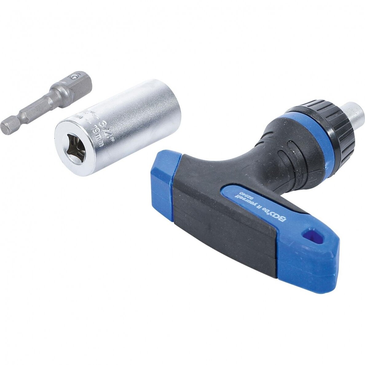 Terkšlinė rankena su daugiafunkcine galvute | 10 mm (3/8") | 7 - 19 mm | 3 vnt. (92540) 1 Terkšlinė rankena su daugiafunkcine galvute | 10 mm (3/8") | 7 - 19 mm | 3 vnt. (92540) 1