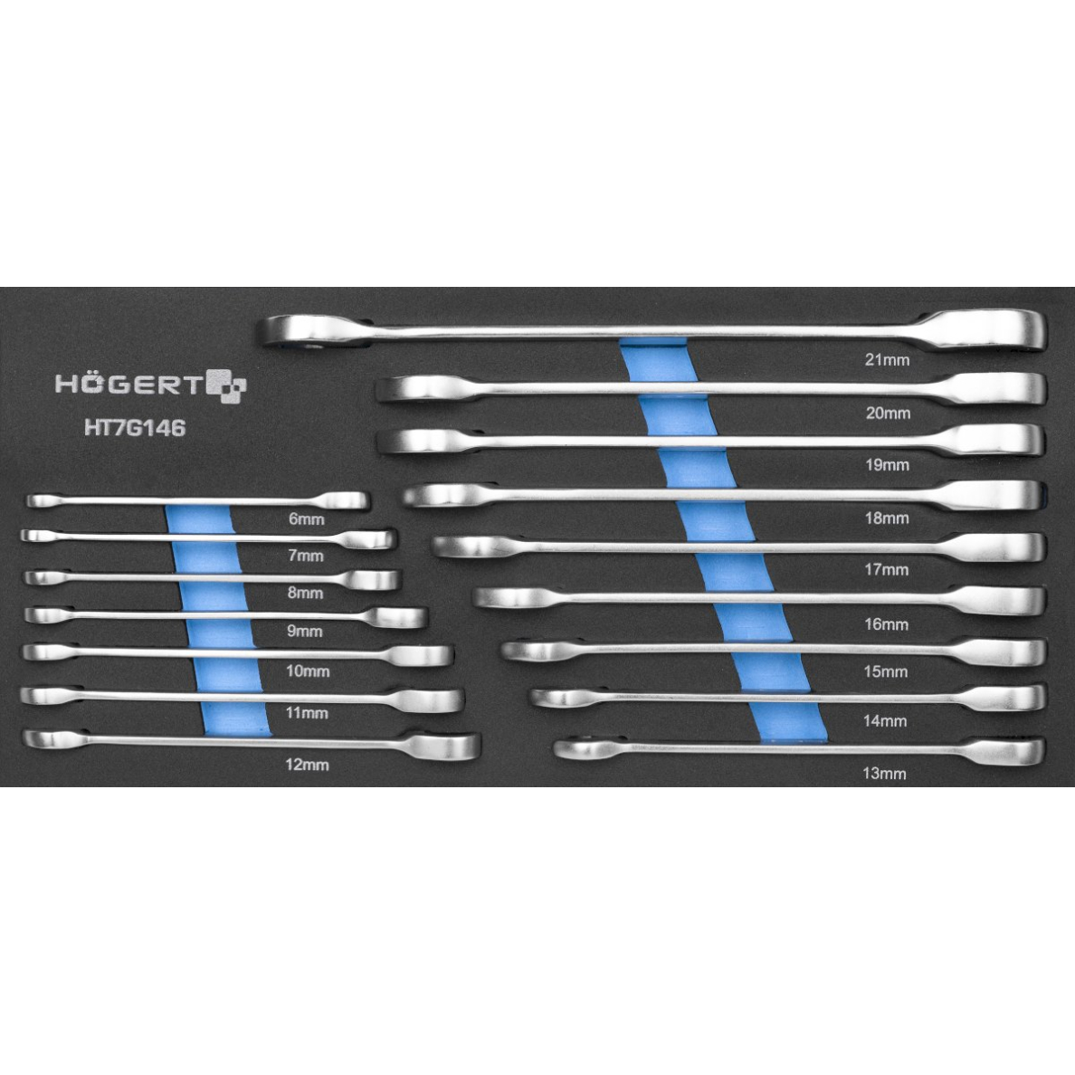 Terkšlinių raktų komplektas 6-21 mm / su dėklu vežimėliui Terkšlinių raktų komplektas 6-21 mm / su dėklu vežimėliui