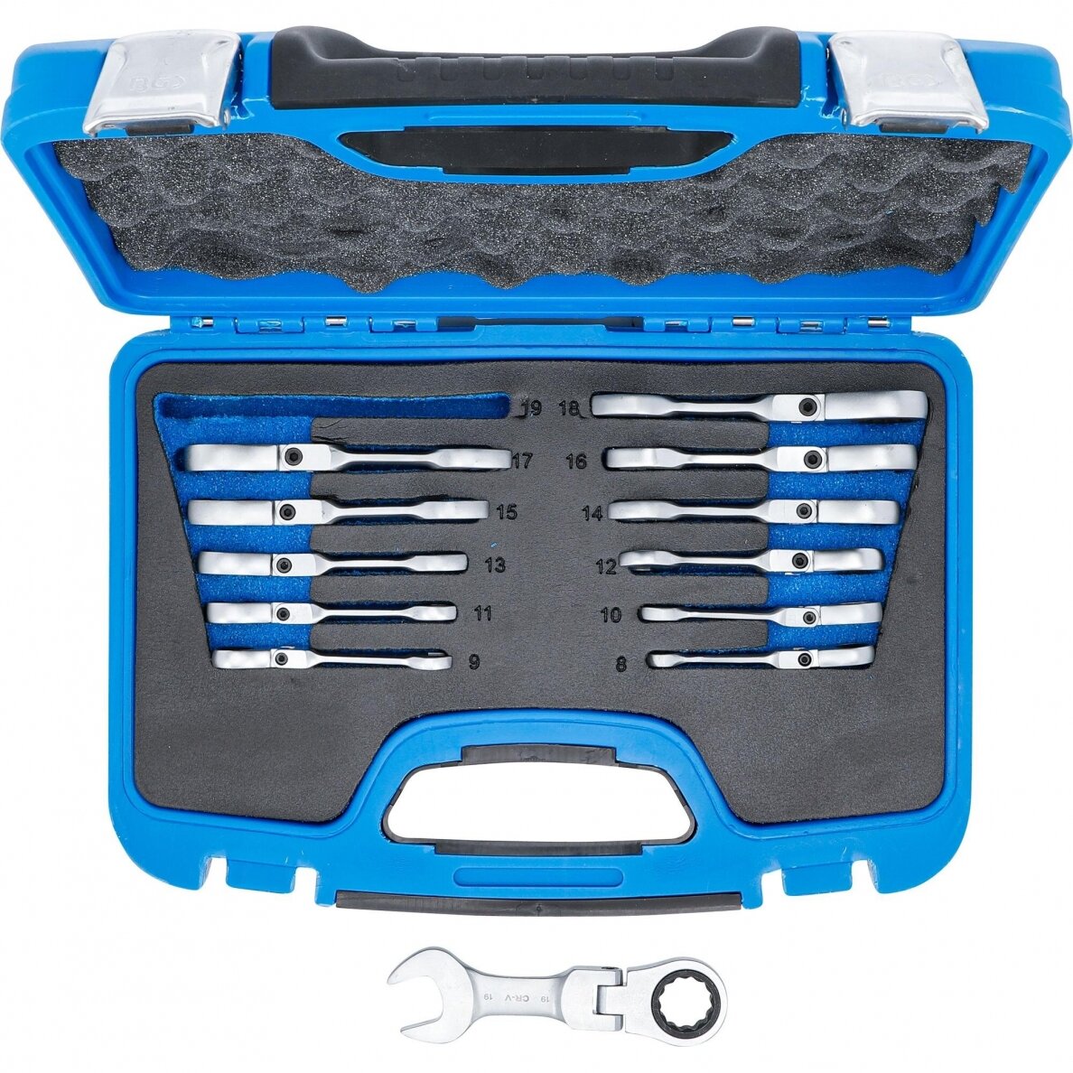 Terkšlinių raktų rinkinys | trumpas |tipas | šarnyriniai | 8 - 19 mm | 12 vnt. (6543) 1 Terkšlinių raktų rinkinys | trumpas |tipas | šarnyriniai | 8 - 19 mm | 12 vnt. (6543) 1