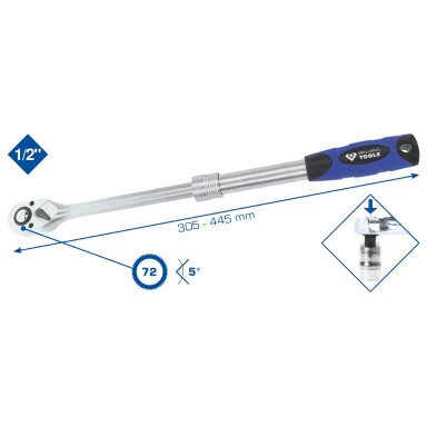 Teleskopinė terkšlė 1/2´´, 305-445mm, Brilliant Tools Teleskopinė terkšlė 1/2´´, 305-445mm, Brilliant Tools