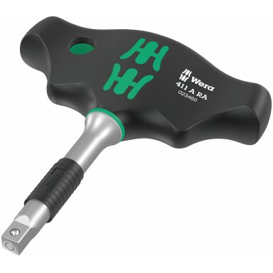 Terkšlinis T formos laikiklis 1/4" galvutėms Wera 411 A RA Terkšlinis T formos laikiklis 1/4" galvutėms Wera 411 A RA