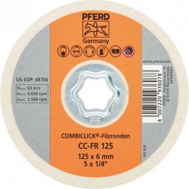 Tekstilinis poliravimo diskas PFERD CC-FR 125 Tekstilinis poliravimo diskas PFERD CC-FR 125