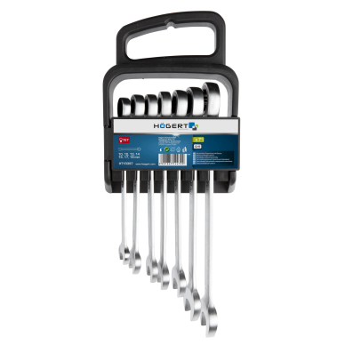 Terkšlinių raktų komplektas Cr-V 7dalių / 10-19mm HOEGERT HT1R397 Terkšlinių raktų komplektas Cr-V 7dalių / 10-19mm HOEGERT HT1R397