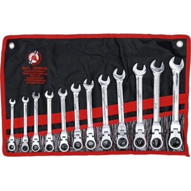 Terkšlinių raktų rinkinys | iki 90 ° šarnyriniai | 8 - 19 mm | 12 vnt. (30002) Terkšlinių raktų rinkinys | iki 90 ° šarnyriniai | 8 - 19 mm | 12 vnt. (30002)