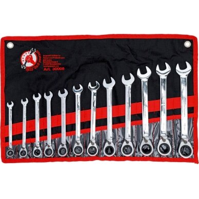 Terkšlinių raktų rinkinys | su reversu | 8 - 19 mm | 12 vnt. (30008) Terkšlinių raktų rinkinys | su reversu | 8 - 19 mm | 12 vnt. (30008)