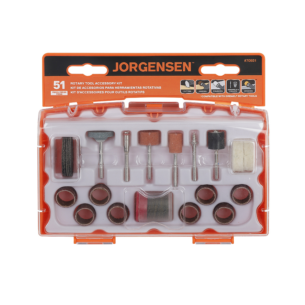 Tiesinio šlifuoklio priedų rinkinys, Pony Jorgensen 51 vnt. 1 Tiesinio šlifuoklio priedų rinkinys, Pony Jorgensen 51 vnt. 1
