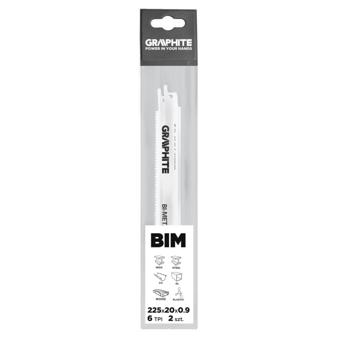 Tiesionio pjūklo geležtė BIM 225 x 20 x 1.25 - 6TPI, 2 vnt. 1