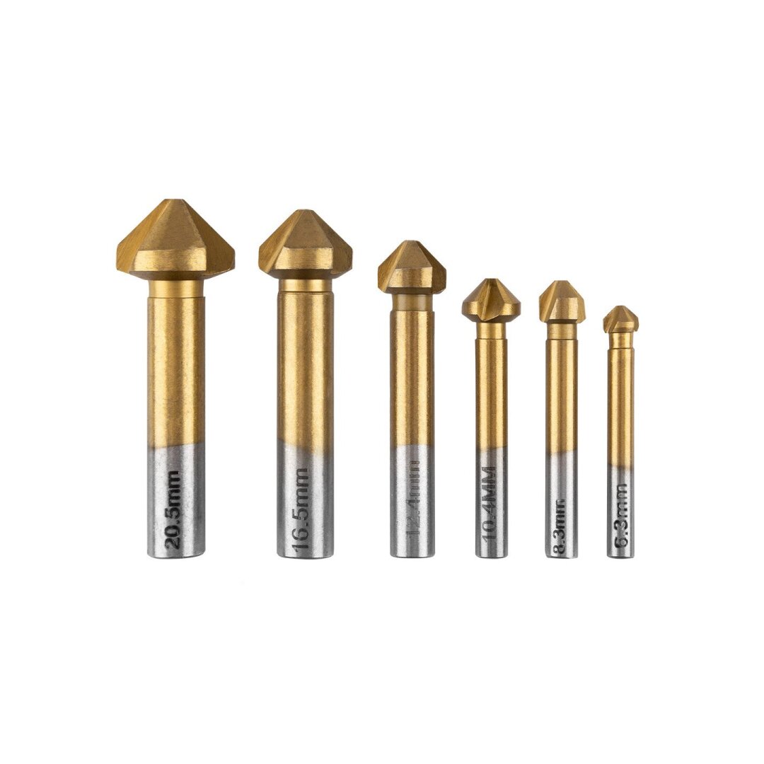 TiN stalviršio grąžtai, 6,3–20,5 mm, rinkinys 6 vnt. TiN stalviršio grąžtai, 6,3–20,5 mm, rinkinys 6 vnt.