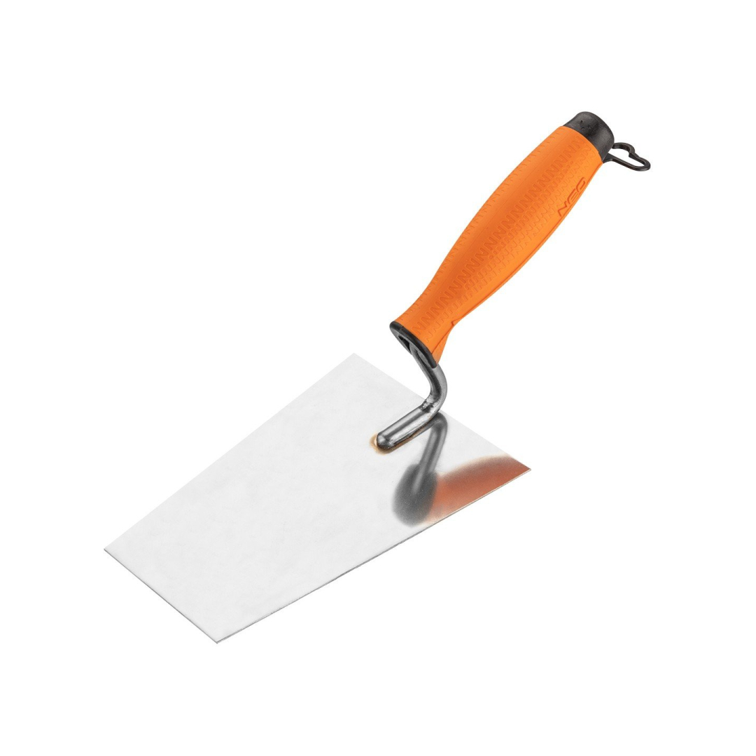 Tinko kraštinė mentele - trapecinė, 160 mm, bi-material handle Tinko kraštinė mentele - trapecinė, 160 mm, bi-material handle