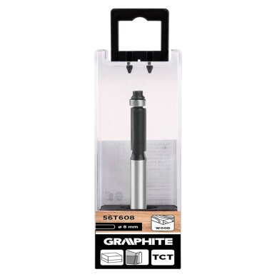 Tiesi medienos freza su guoliu, widia, 8 x 19 mm, kotas 8 mm 1